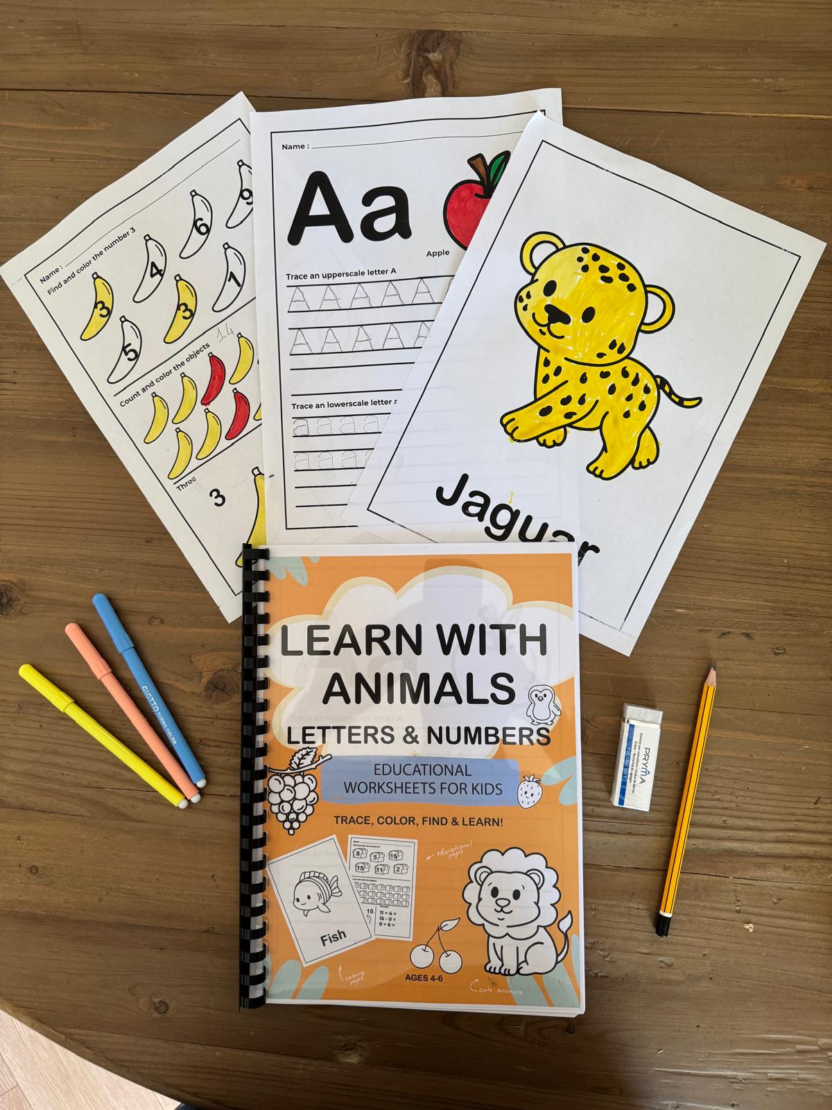 118 Printable Worksheets for Kids – Letters, Numbers & Animals Bundle