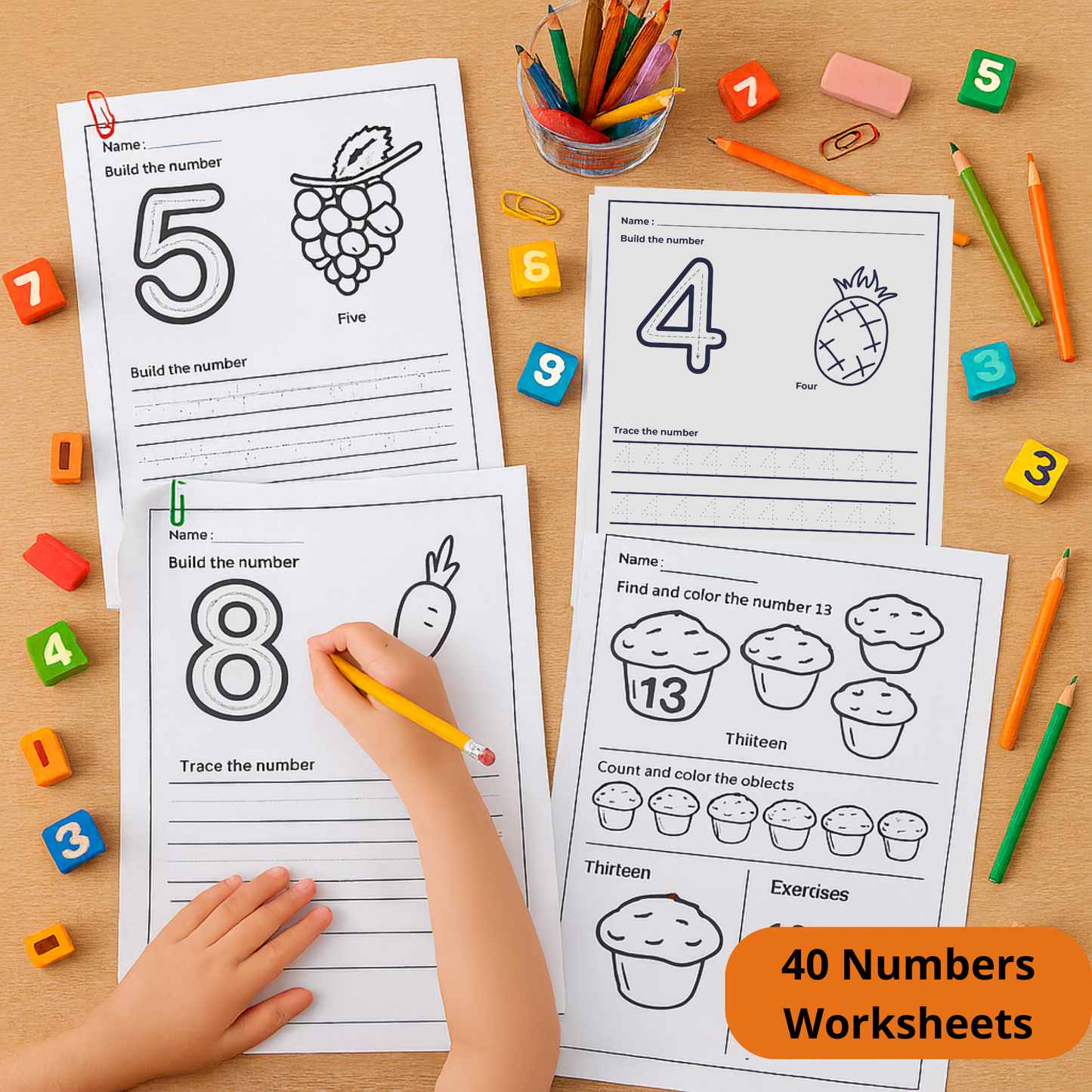 Number Worksheets for Kids – 40 Printable Pages