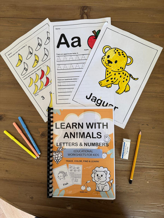 118 Printable Worksheets for Kids – Letters, Numbers & Animals Bundle