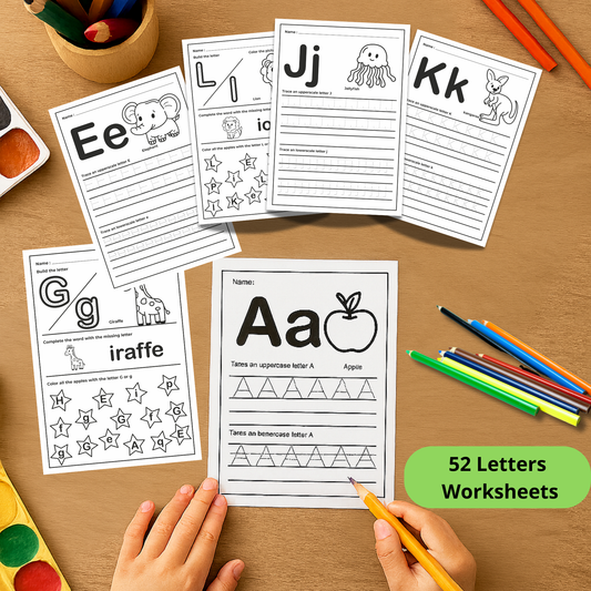 Alphabet Tracing Worksheets for Kids – 52 Printable Pages