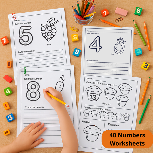 Number Worksheets for Kids – 40 Printable Pages